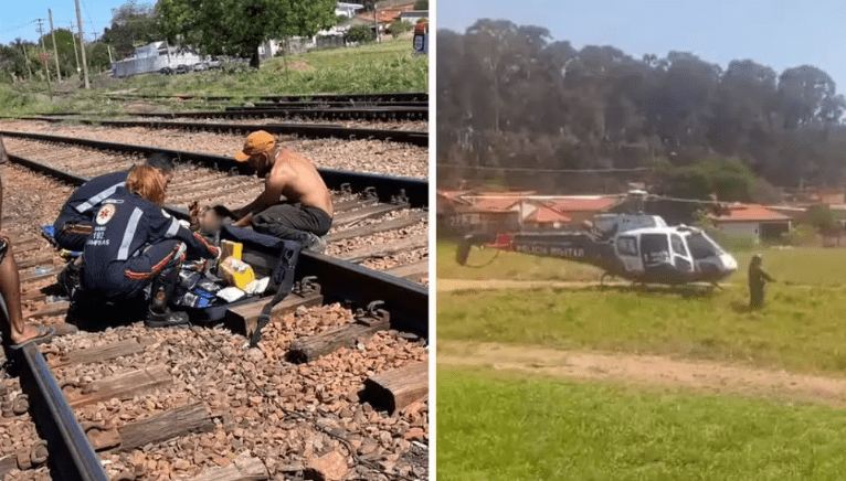 Homem cai de trem, é atropelado por veículo e fica gravemente ferido em Campinas
