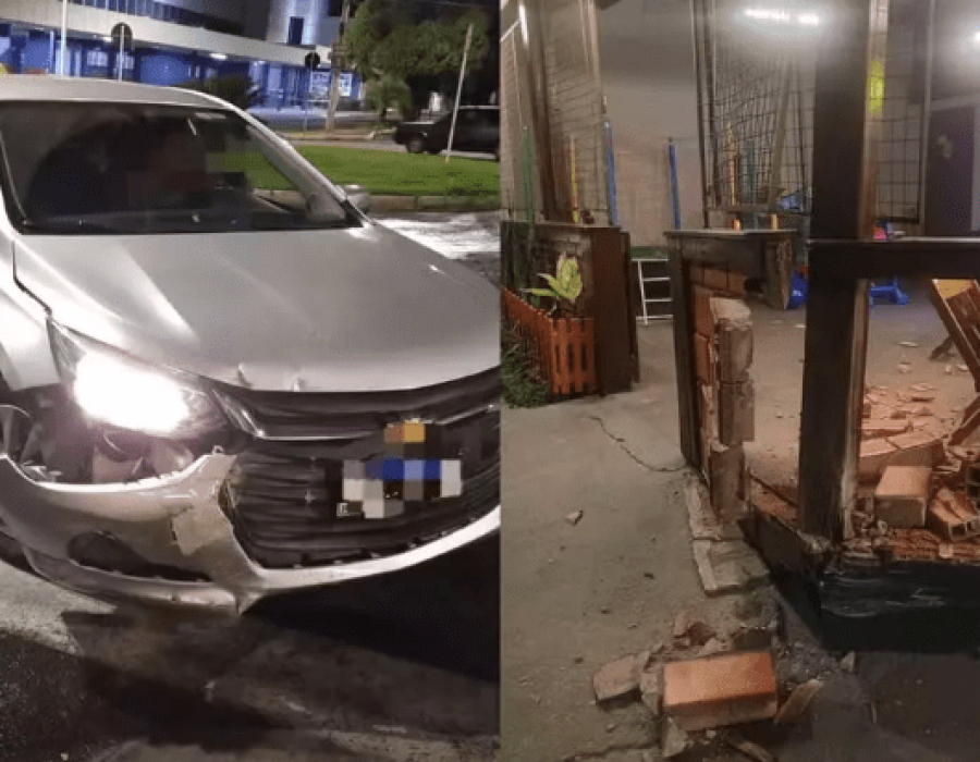 Um idoso de 76 anos foi preso após perder o controle do carro e invadir uma pastelaria em Jaú (SP) (Foto: Redes Sociais/Reprodução)