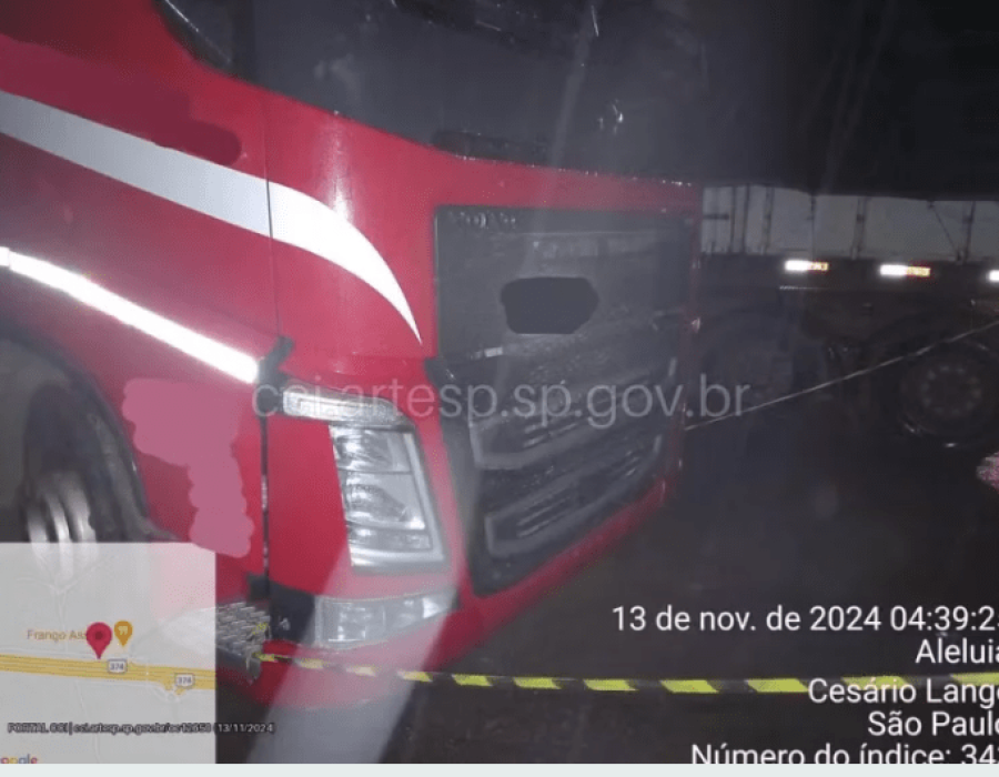 Caminhão estava em pátio do posto de combustíveis (Foto: Reprodução/Artesp)