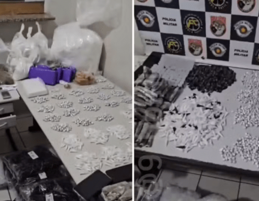 Apreensão em Marília (SP) de quase 2 mil porções de droga é avaliada em aproximadamente R$ 1 milhão, diz polícia — Foto: Polícia Militar/reprodução