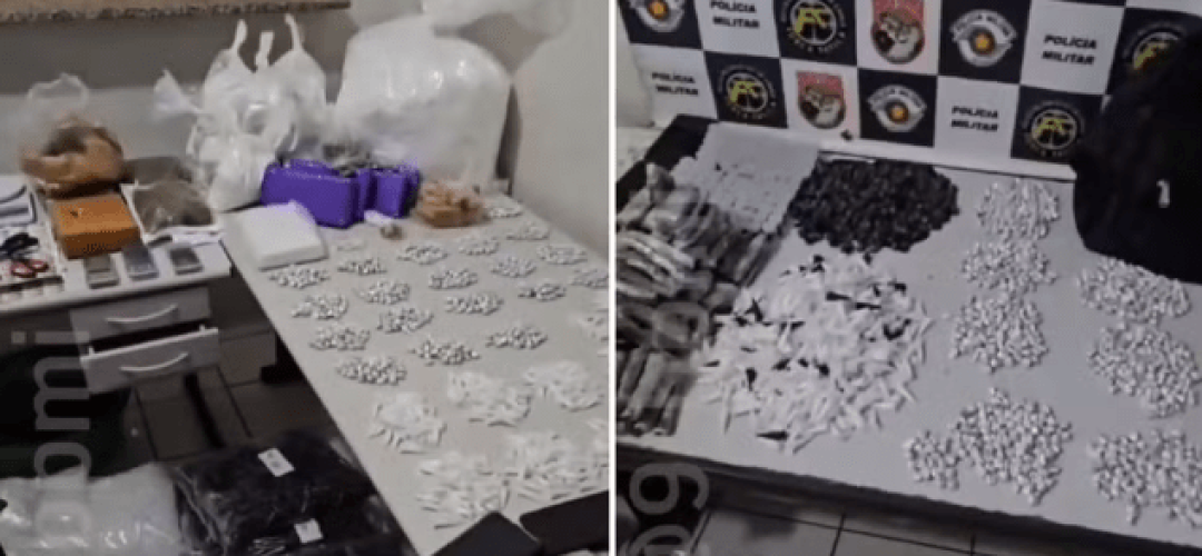 Apreensão em Marília (SP) de quase 2 mil porções de droga é avaliada em aproximadamente R$ 1 milhão, diz polícia — Foto: Polícia Militar/reprodução