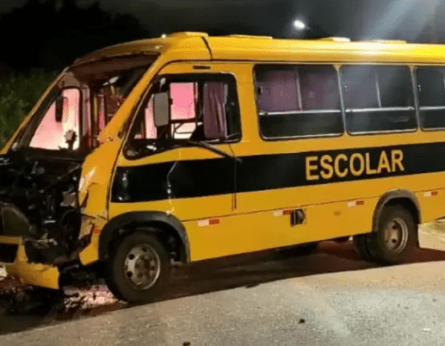 Ônibus escolar começava trajeto pela manhã e ainda não transportava crianças (Foto: Reprodução/Corpo de Bombeiros de Avaré)